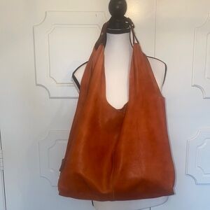 Nardelli Italian Unstructured Cognac Buttery Leather Hobo Tote w/coin purse